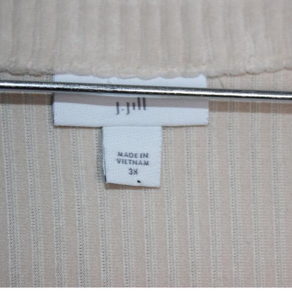 J. Jill Women's Plush Knit Cord Top Cream V Neck Relaxed Fit Stretch Size 3x - Picture 3 of 8